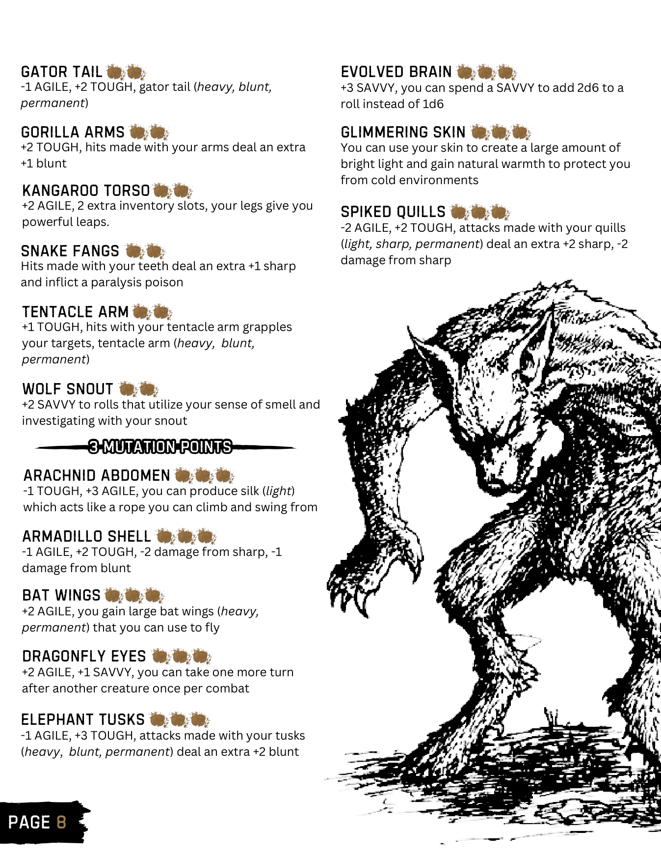 Scrapped guidebook spread listing mutations